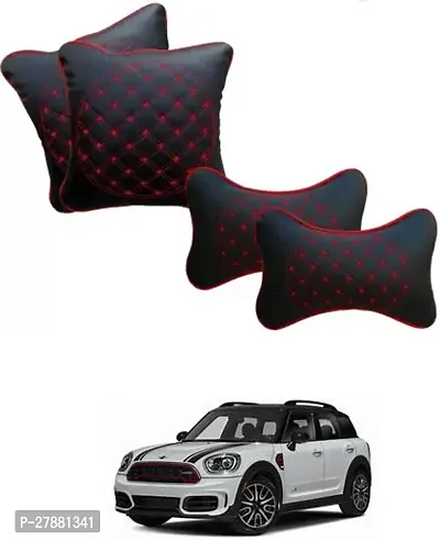 Car Neckrest Pillow Black Red Set Of 4 For Universal For Car Countryman-thumb0