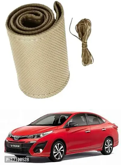 Car Stering Cover Hand Stiched Beige For VIOS-thumb0