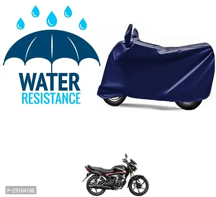 Classic Plain Two Wheeler Cover Blue For Honda Shine-thumb0