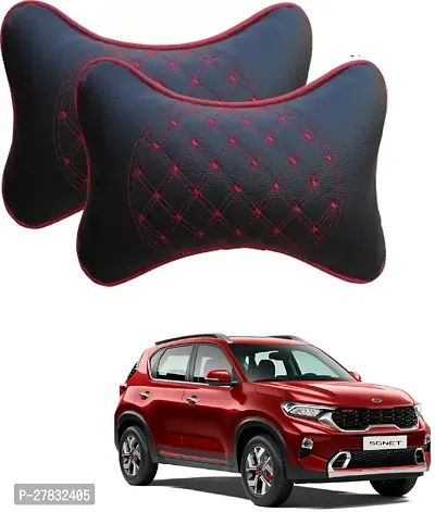 Stylish Car Neckrest Pillow Diamond Print Black For Kia Sonet