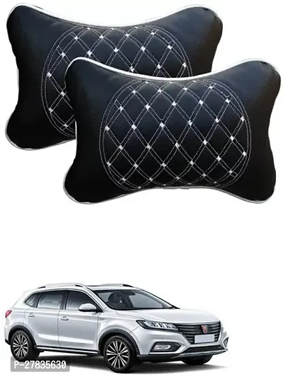 Stylish Car Neckrest Pillow  Premium Make Diamond Print Black-Silver For MG ERX5