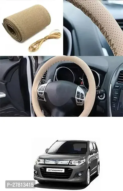 Stylish Car Steering Cover Beige Stiching  For Maruti Suzuki Stingray