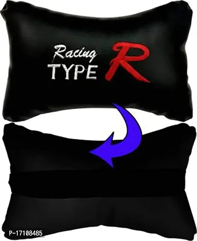 RONISH Black Leatherite Type R Print Car Cushion (Set of 2) for Tata Safari Storme LX-thumb4