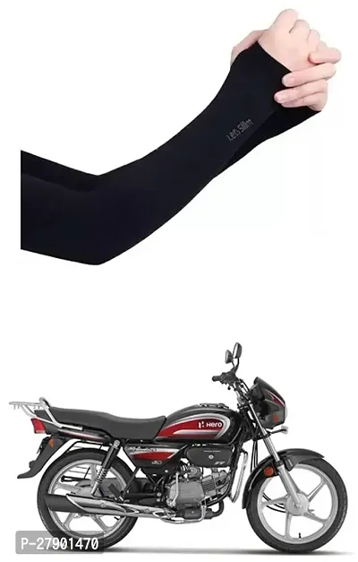 Stylish Breathable and Stretchable Arm Sleeve With Thumb Hole For Hero MotoCorp Splendor Plus