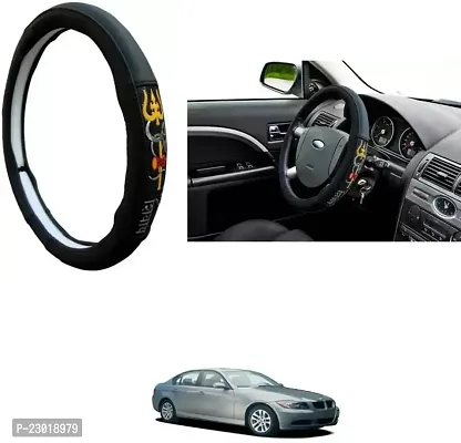 RONISH Exclusive Ring Type Car Steering Wheel Cover (Om Namah Shivay) Black For BMW 725i