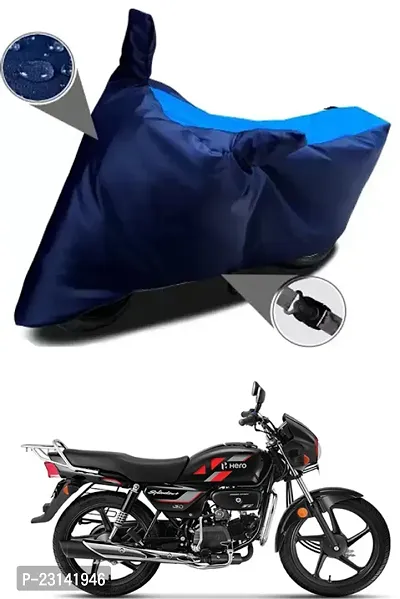 RONISH Waterproof Two Wheeler Cover (Black,Blue) For Hero Splendor Plus_t79