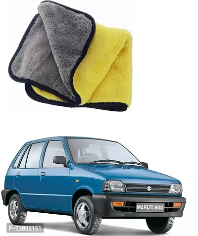 BHAVNISH Car Washing Cloth/Microfiber Cloth/Towel/Cleaning Cloth (Yellow) Pack Of 1,(400 GSM) For Maruti Suzuki 800