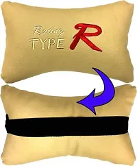 RONISH Beige Leatherite Type R Print Car Cushion (Set of 2) for ICML Extreme Ambulance DI Non AC BSIII-thumb2