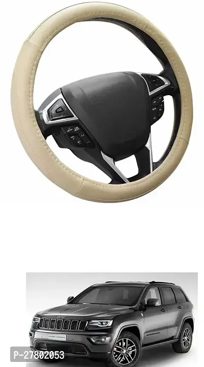 Designer Car Steering Cover Round Beige For Jeep Compass Facelift