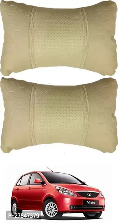 Stylish Car Neckrest Pillow Football Design Beige For Tata Vista