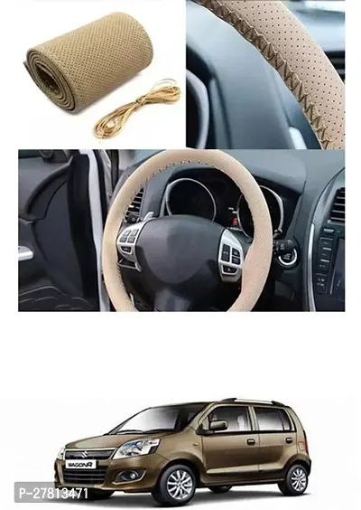 Stylish Car Steering Cover Beige Stiching  For Maruti Suzuki WagonR-thumb0