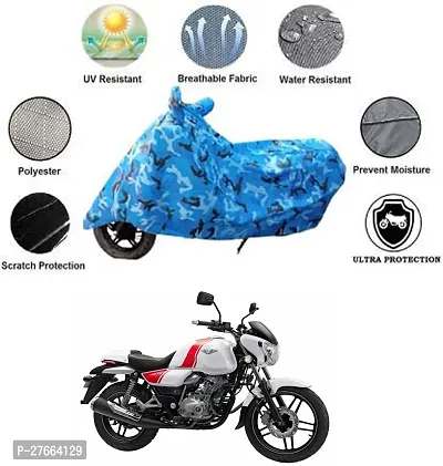 Stylish Blue Polyester Bajaj V15 Bike Cover-thumb0