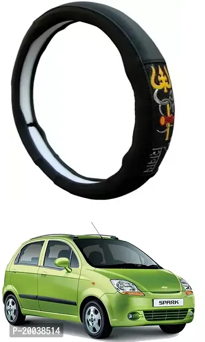 RONISH Exclusive Ring Type Car Steering Wheel Cover (Om Namah Shivay) Black For Chevrolet Spark