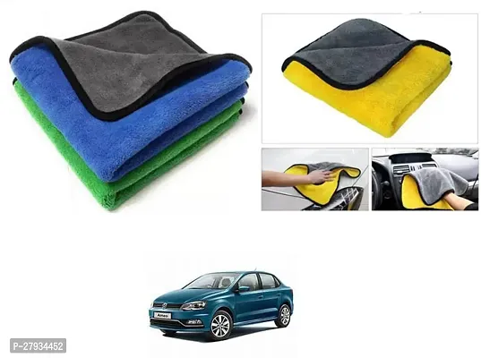 Car Cleaning Microfiber Cloth Pack Of 2 Multicolor For Volkswagen Ameo-thumb0