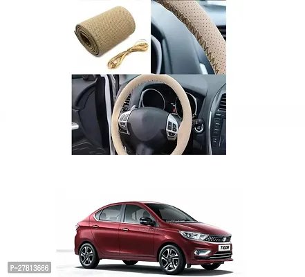 Stylish Car Steering Cover Beige Stiching  For Tata Tigor Facelift