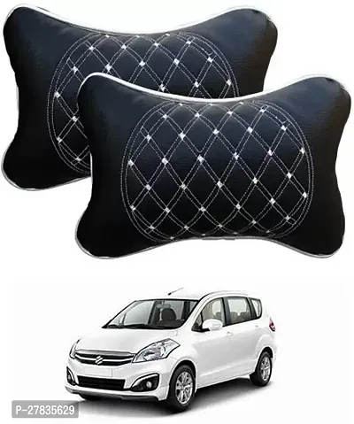 Stylish Car Neckrest Pillow  Premium Make Diamond Print Black-Silver For Maruti Suzuki Ertiga