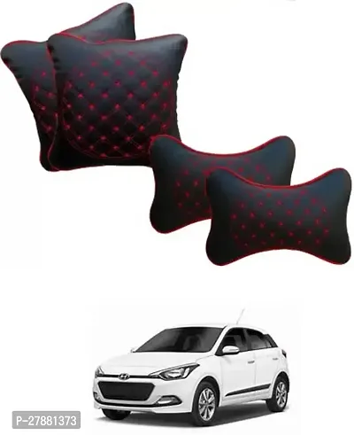 Car Neckrest Pillow Black Red Set Of 4 For Hyundai Elite i20