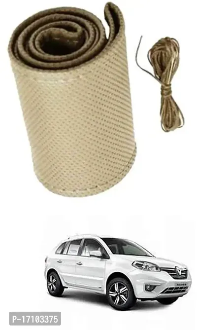 Car Stering Cover Hand Stiched Beige For Koleos-thumb0