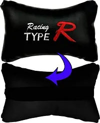 RONISH Black Leatherite Type R Print Car Cushion (Set of 2) for Chevrolet Spark Nsplit-thumb2