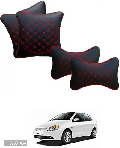 Car Neckrest Pillow Black Red Set Of 4 For Tata Indigo eCS