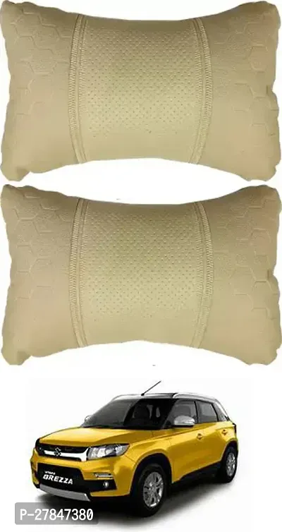 Stylish Car Neckrest Pillow Football Design Beige For Maruti Suzuki Vitara Brezza