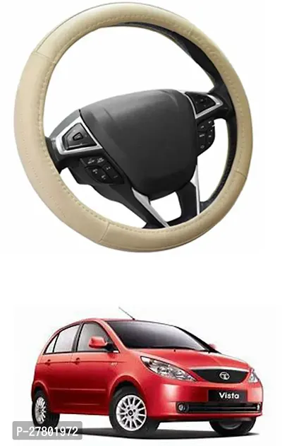 Designer Car Steering Cover Round Beige For Tata Vista