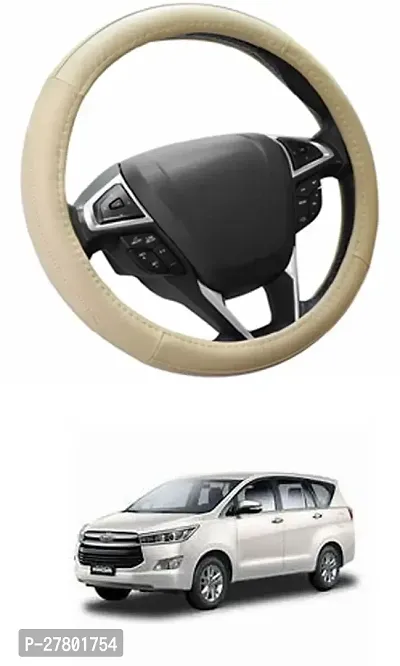 Designer Car Steering Cover Round Beige For Toyota Innova