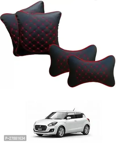 Car Neckrest Pillow Black Red Set Of 4 For Maruti Suzuki Swift