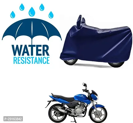 Classic Plain Two Wheeler Cover Blue For Bajaj Discover-thumb0