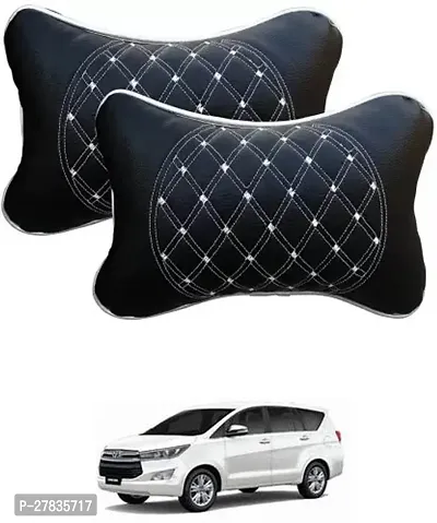 Stylish Car Neckrest Pillow  Premium Make Diamond Print Black-Silver For Toyota Innova Crysta