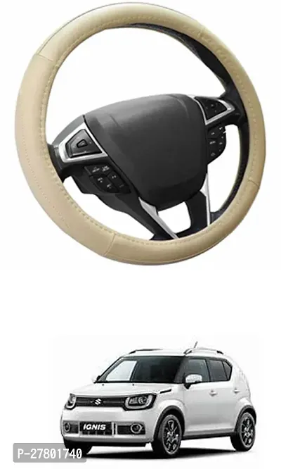 Designer Car Steering Cover Round Beige For Maruti Suzuki Ignis