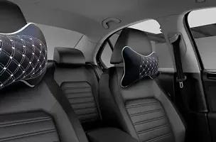 Stylish Car Neckrest Pillow  Premium Make Diamond Print Black-Silver For Chevrolet Enjoy-thumb1