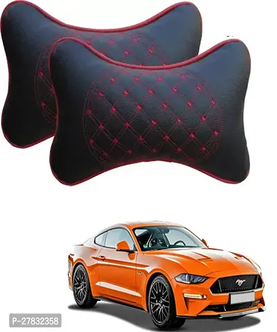 Stylish Car Neckrest Pillow Diamond Print Black For Ford Mustang Facelift