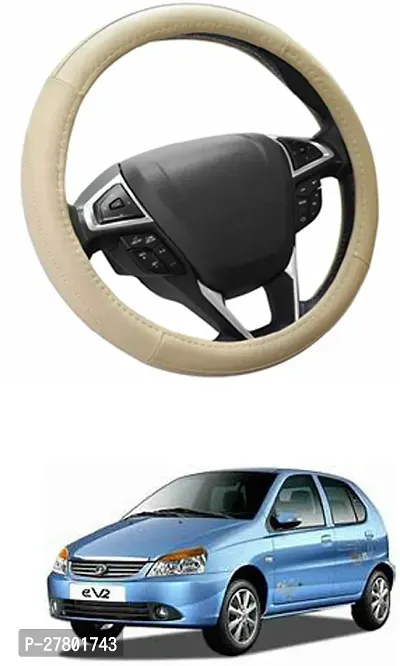 Designer Car Steering Cover Round Beige For Tata Indica Ev2