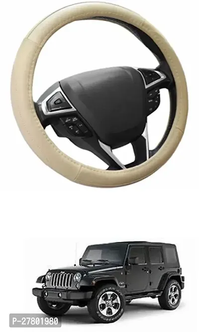 Designer Car Steering Cover Round Beige For Jeep Wrangler-thumb0