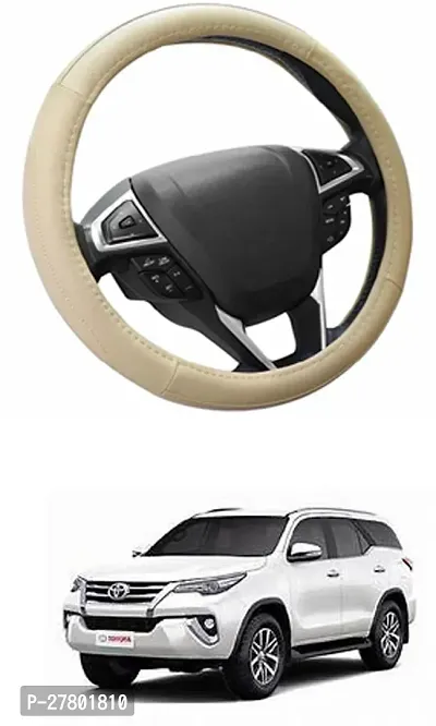 Designer Car Steering Cover Round Beige For Toyota New Fortuner