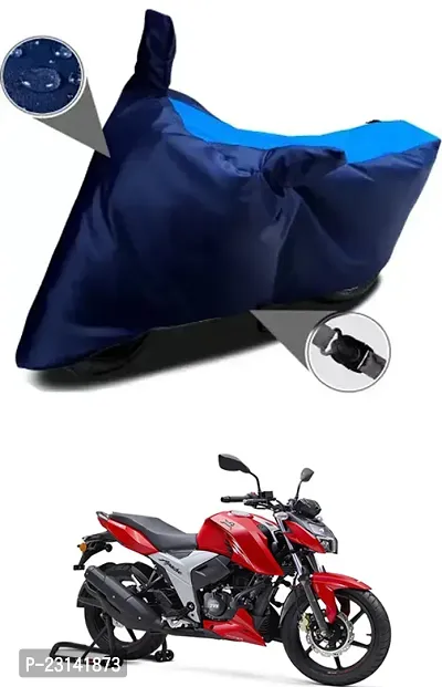 RONISH Waterproof Two Wheeler Cover (Black,Blue) For TVS Apache RTR 160 4V_t11