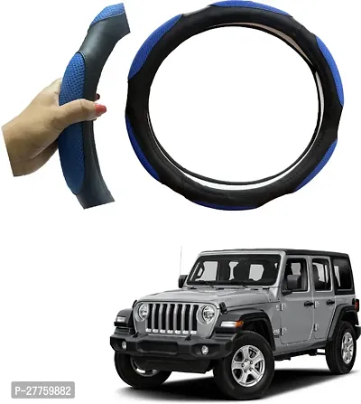 Car Steering Cover Blue 6G Heat Resistant For Mahindra Thar Facelift-thumb0