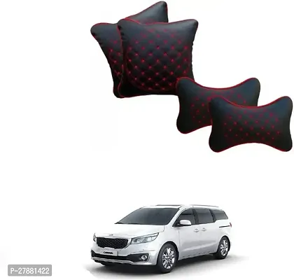 Car Neckrest Pillow Black Red Set Of 4 For Kia Grand Carnival