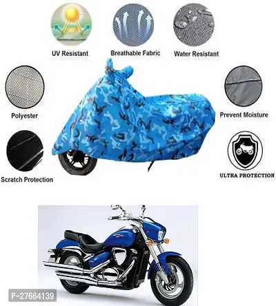 Stylish Blue Polyester Suzuki Intruder M800 Bike Cover