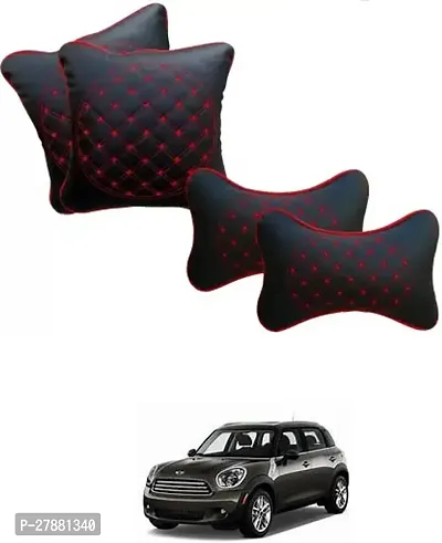 Car Neckrest Pillow Black Red Set Of 4 For Universal For Car Countryman Coupe-thumb0