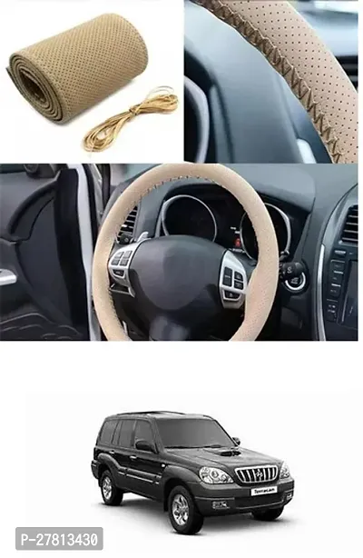 Stylish Car Steering Cover Beige Stiching  For Hyundai Terracan-thumb0