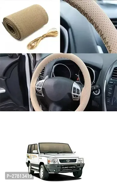 Stylish Car Steering Cover Beige Stiching  For Tata Sumo Victa