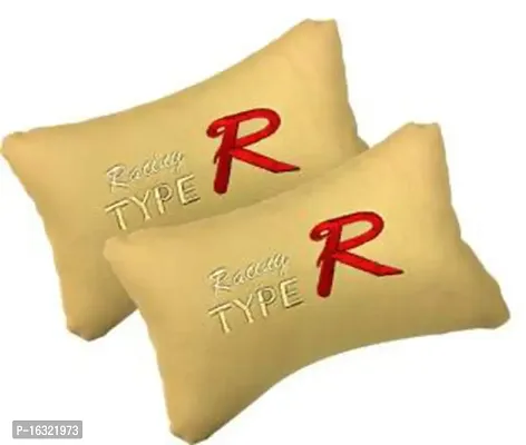 RONISH Beige Leatherite Type R Print Car Cushion (Set of 2) for ICML Rhino