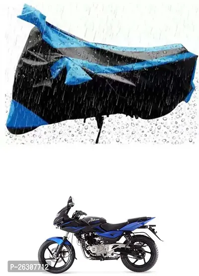 RONISH Two Wheeler Cover (Black,Blue) Fully Waterproof For Bajaj Pulsar 220F-thumb0