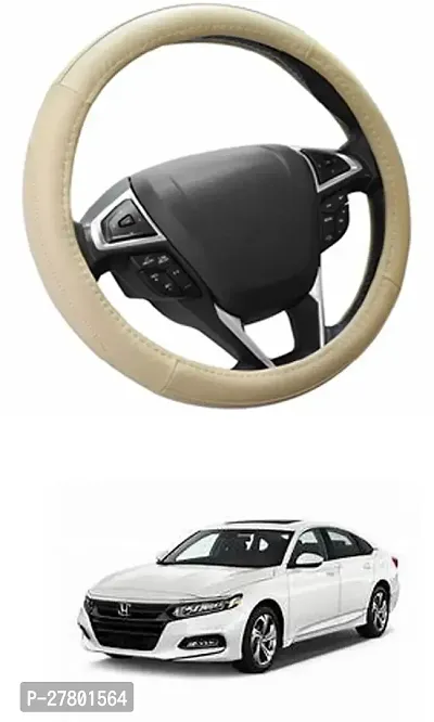 Designer Car Steering Cover Round Beige For Honda Accord-thumb0