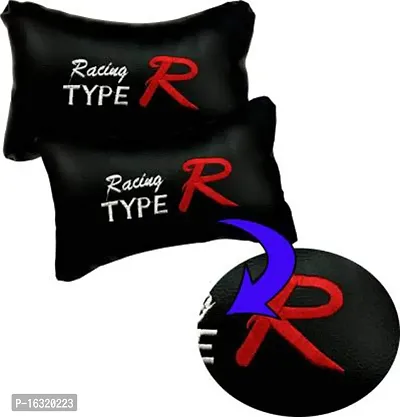 RONISH Black Leatherite Type R Print Car Cushion (Set of 2) for Mercedes Benz S60-thumb4