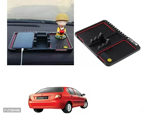 Car Dashboard Anti Slip Skid PVC Pad Mat with Mobile Phone Holder For Tata Indigo CS