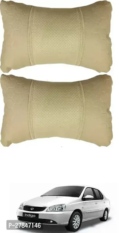 Stylish Car Neckrest Pillow Football Design Beige For Tata Indigo XL-thumb0