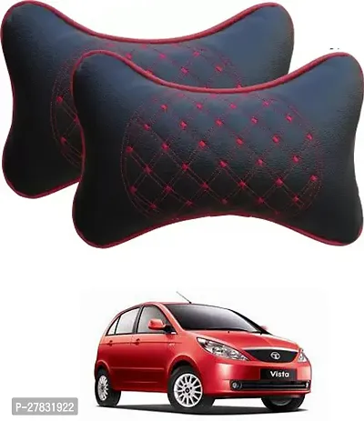 Stylish Car Neckrest Pillow Diamond Print Black For Tata Vista